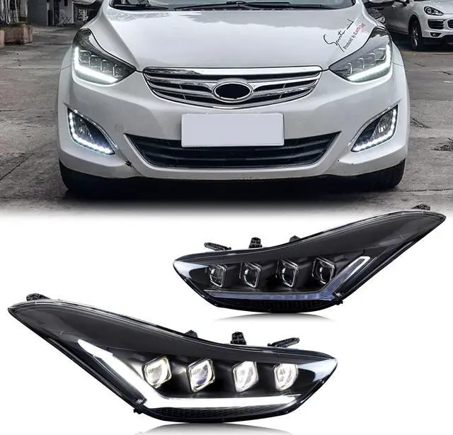 Main image of LED Headlights for Hyundai Elantra 2012 2013 2014 2015 Start-up Animation Sequential Indicator High Beam & Low Beam Projector Replacement Front Lamp Assembly Accessary