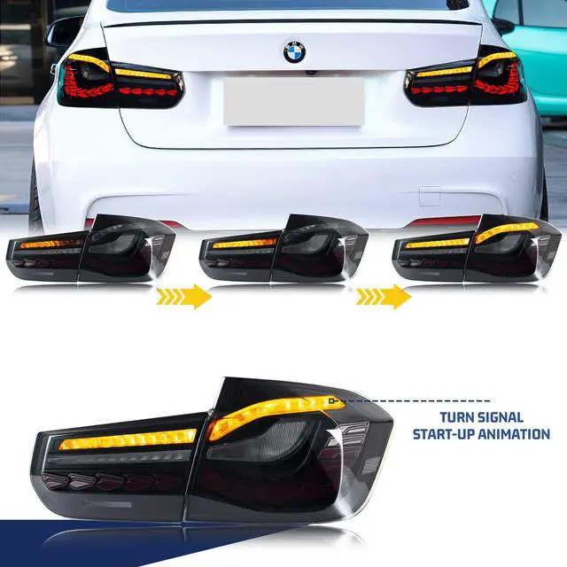 Alt view image 2 of 5 - LED Tail Lights Sequential Indicator For 2012-2018 BMW F30 F35 F80 M3 Start Up Animation Rear Lamp Assembly(Black)