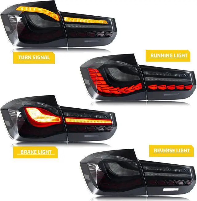 Alt view image 3 of 5 - LED Tail Lights Sequential Indicator For 2012-2018 BMW F30 F35 F80 M3 Start Up Animation Rear Lamp Assembly(Black)