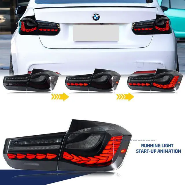 Alt view image 4 of 5 - LED Tail Lights Sequential Indicator For 2012-2018 BMW F30 F35 F80 M3 Start Up Animation Rear Lamp Assembly(Black)