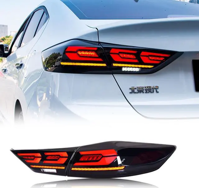 Alt view image 4 of 5 - LED Tail Lights For Hyundai Elantra 2017 2018 Start Up Animation Sequential Turn Signal Rear Lamp Assembly (Not Fit for Elantra 2019) (Smoke)