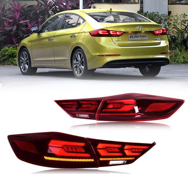Main image of LED Tail Lights For Hyundai Elantra 2017 2018 With Sequential Turn Signal DRL Start Up Animation Rear Lamp Assembly (Red Vivad)