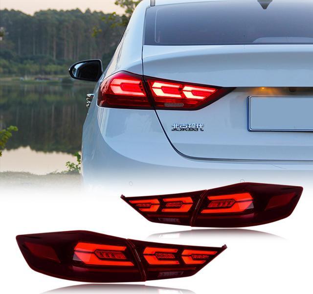 Alt view image 4 of 5 - LED Tail Lights For Hyundai Elantra 2017 2018 With Sequential Turn Signal DRL Start Up Animation Rear Lamp Assembly (Red Vivad)