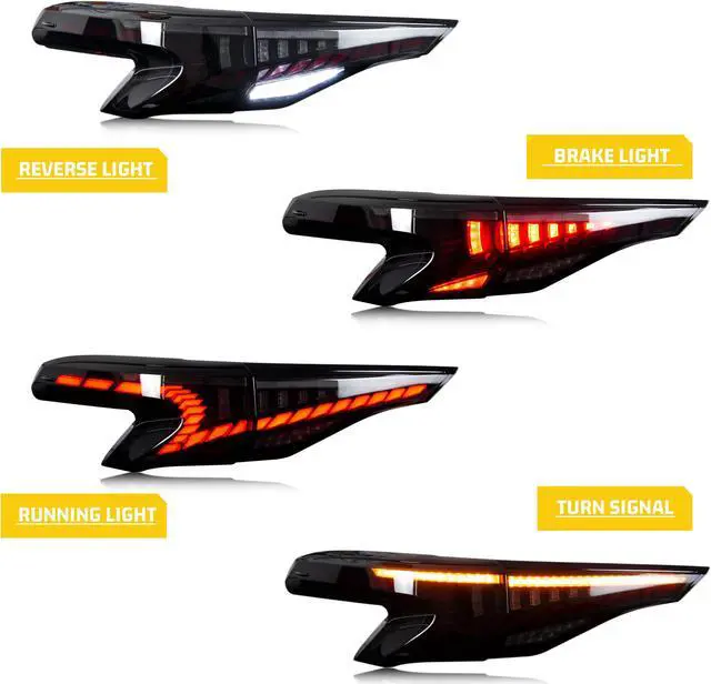 Alt view image 3 of 5 - LED Tail Lights & Middel Lamp for Toyota Sienna 2021 2022 2023 Start-up Animation Sequential Indicator Rear Lamps Assembly (V2 BLACK)