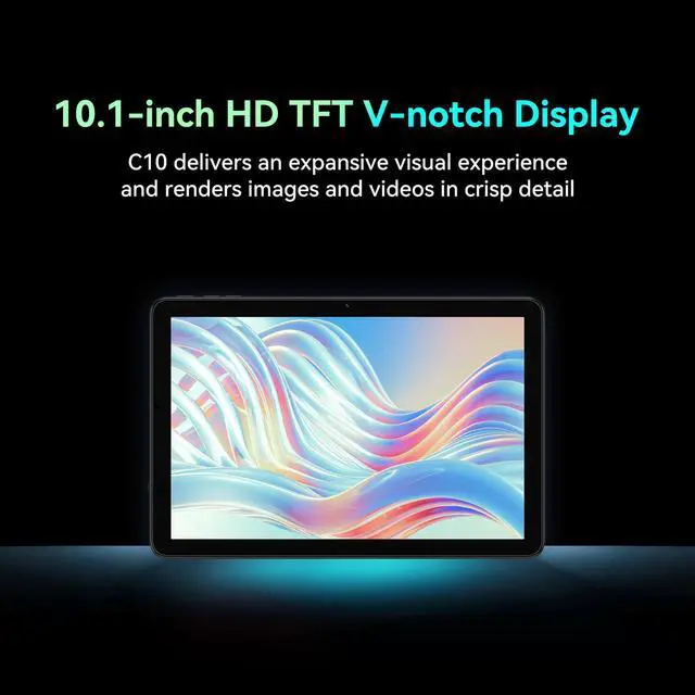 Alt view image 3 of 7 - FOXXD C10 Smart Calling Tablet - 10.1" HD Display, 8MP Cameras, 4GB RAM, 64GB Storage,
Quad-Core CPU, 5000mAh Battery, 4G, USB-C, BT 5.0, Wi-Fi 802.11 b/g/n/ac, and Multi-Band Network Support - Black