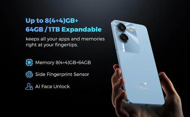 Alt view image 5 of 7 - Miro 5G Unlocked Android Smartphone S67 ,6.75" Water Drop HD+, 90Hz,Memory 8GB+128GB,13MP AI Double Camera 0.3MP Depth,,4900mAh/10W Charging