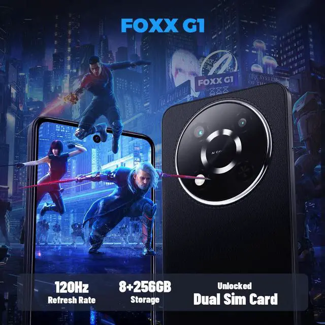 Alt view image 2 of 7 - FOXX G1 Gaming Smartphone Unlocked 4G Cellphone 6.56'' HD Display 120Hz 50MP Camera Android 14 Smartphone 8+256GB 5000mAh Battery Fast Charging Andriod Phone, Unlock Smart Phone, 4G Dual SIM, GPS
