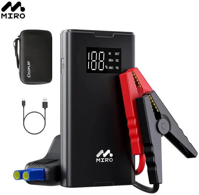 Main image of Miro J8 1000A Jump Starter,12000mAh Battery Jumper Starter Portable with LED Display, 30W Quick Charge,12V Car Battery Jump Starter Pack with Booster,LED Light,Jumper Cables