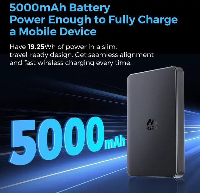 Alt view image 4 of 7 - MIRO B4 Power Bank - 5000mAh Compact Magnetic Wireless Charger, 15W Fast Charge, Card - Style Portable Design