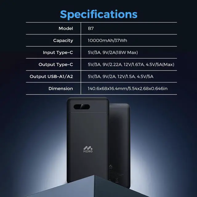 Alt view image 7 of 7 - MIRO Power Bank B7: Compact Powerhouse for On-the-Go Charging 10000mAh