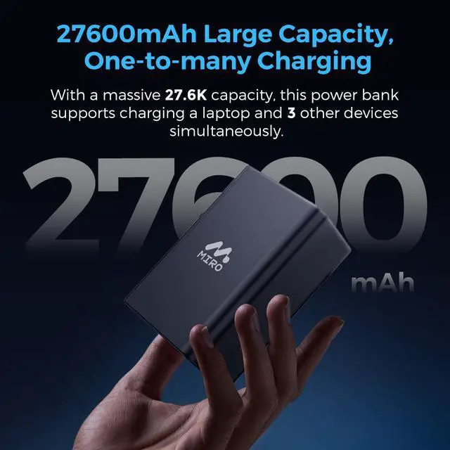 Alt view image 5 of 7 - MIRO B8 Power Bank - 27600mAh Massive Capacity, 140W Super Fast Charging, Multi - Port for 4 Devices Simultaneous Charge