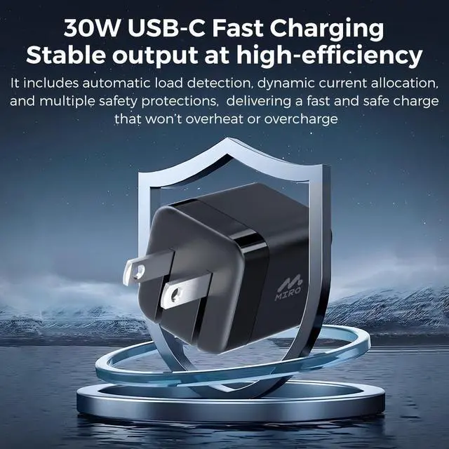 Alt view image 3 of 6 - MIRO D1 GaN 1C 30W Wall Charger