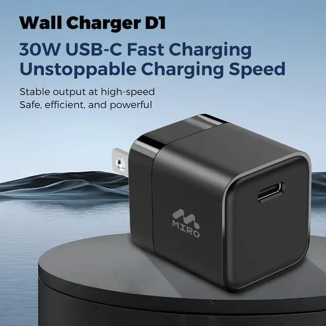 Alt view image 2 of 6 - MIRO D1 GaN 1C 30W Wall Charger