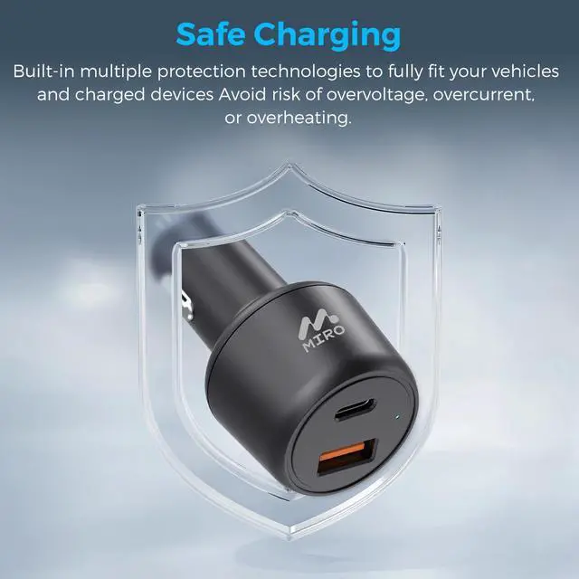 Alt view image 5 of 6 - MIRO D3 PD65W+QC3.0 Car charger