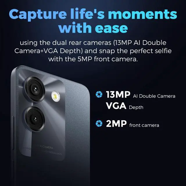 Alt view image 4 of 7 - MIRO C67 Unlocked Smartphone - 6.75" HD+ 90Hz Display, MediaTek Helio G36 8 - Core, 4900mAh Battery