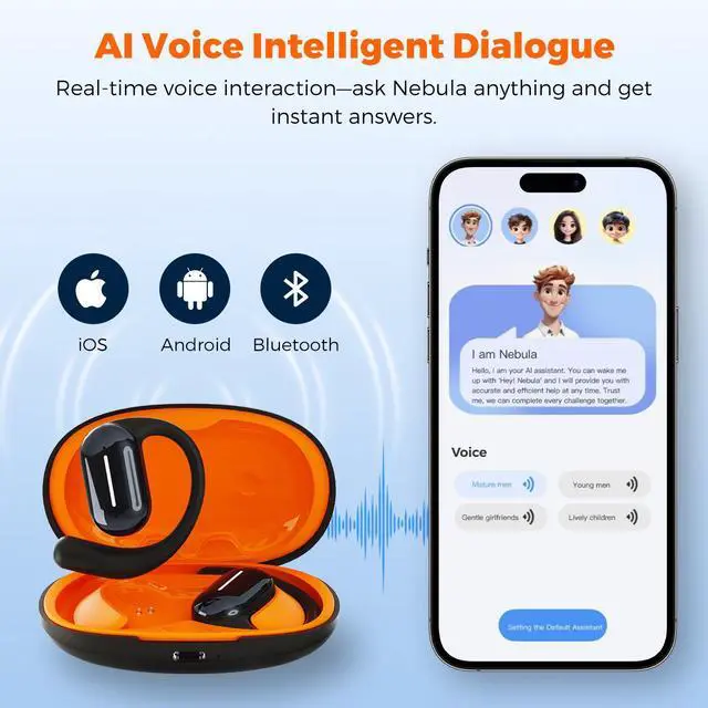 Alt view image 4 of 7 - MIRO O1 OWS AI Bluetooth5.3 Open-ear Earbuds IPX4 Waterproof Speaker 400mAh USB Type-C Charging 4H Play & Talk Time