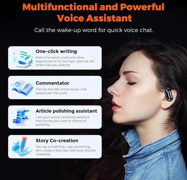 Alt view image 5 of 7 - MIRO O1 OWS AI Bluetooth5.3 Open-ear Earbuds IPX4 Waterproof Speaker 400mAh USB Type-C Charging 4H Play & Talk Time