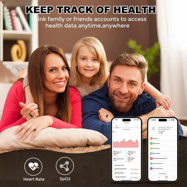 Alt view image 2 of 7 - MIRO R1 Smart Ring for Women & Men Health Tracker Blood Oxygen & Heart Rate Monitor Sleep Long Lasting Battery Smart Rings Brown 10