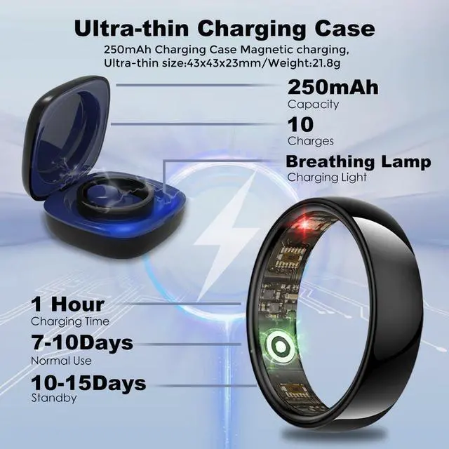 Alt view image 6 of 7 - MIRO R1 Smart Ring for Women & Men Health Tracker Blood Oxygen & Heart Rate Monitor Sleep Long Lasting Battery Smart Rings Brown 10