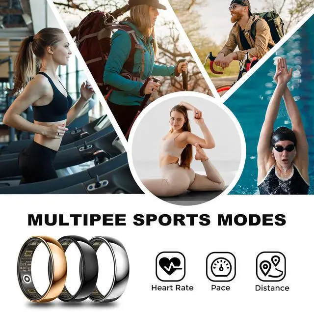 Alt view image 3 of 7 - MIRO R1 Smart Ring for Women & Men Health Tracker Blood Oxygen & Heart Rate Monitor Sleep Long Lasting Battery Smart Rings Brown 10