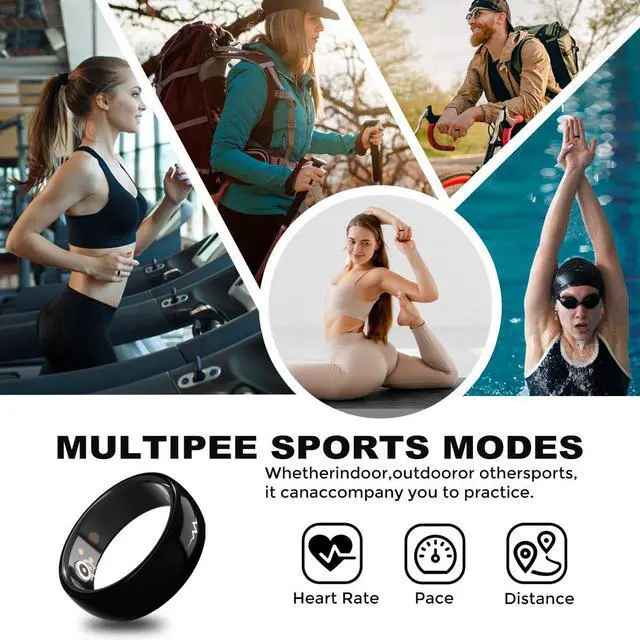 Alt view image 3 of 7 - MIRO R1E HealthWear ECG Ultra-Thin AI Smart Ring 10-Day Battery Life Fitness/Sleep/Stress/HR Tracker iOS Android Compatible Black 10