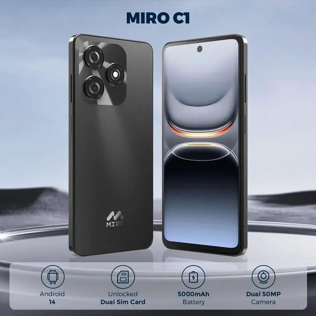 Alt view image 2 of 7 - MIRO C1 Unlocked 4G Cellphone 6.56'' 50MP Camera Android 14 Smartphone 4+128GB 5000mAh Battery Unlock Smart Phone