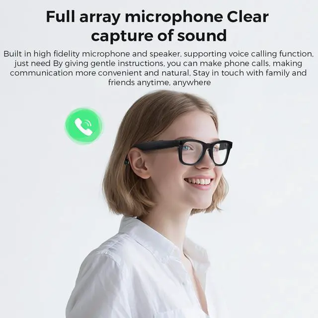 Alt view image 6 of 7 - MIRO iVision6 AI Smart Glasses with ChatGPT Integration - Hands-Free Translation & Camera, 1080P Video Recording, 32GB Memory