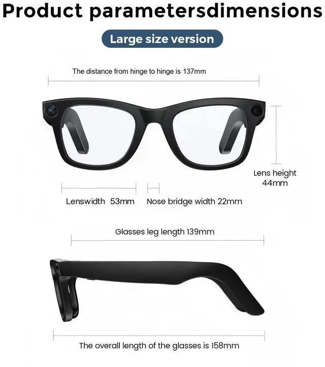 Alt view image 7 of 7 - MIRO iVision6 AI Smart Glasses with ChatGPT Integration - Hands-Free Translation & Camera, 1080P Video Recording, 32GB Memory