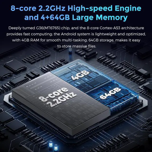 Alt view image 4 of 7 - Foxxd C10 Pro Unlocked Android 15 All-in-One Smart Tablet 10.1" HD Display 8MP Camera 4GB+64GB Quad-Core 5000mAh Battery