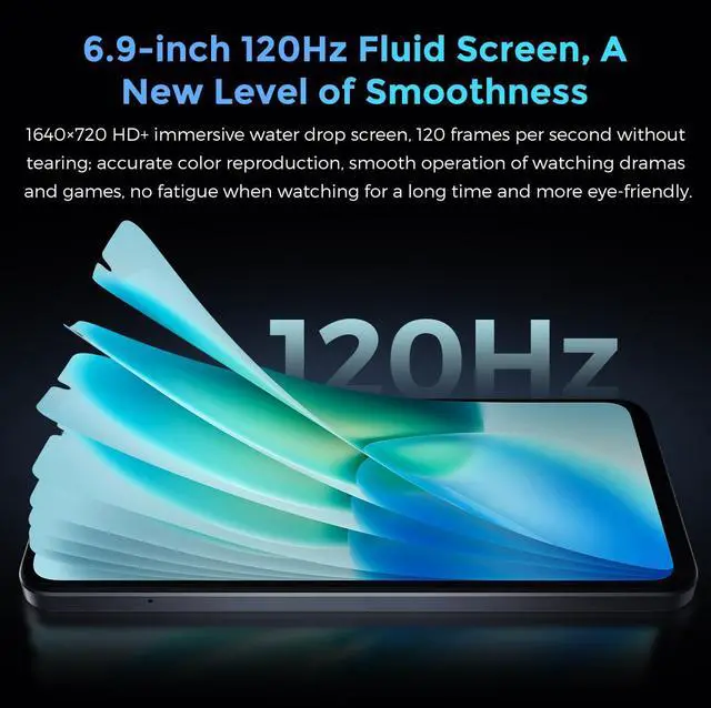 Alt view image 3 of 6 - MIRO S69 Pro 6.9" 120Hz Phone 5G Network 8+256GB 50MP Camera 5000mAh Battery Green