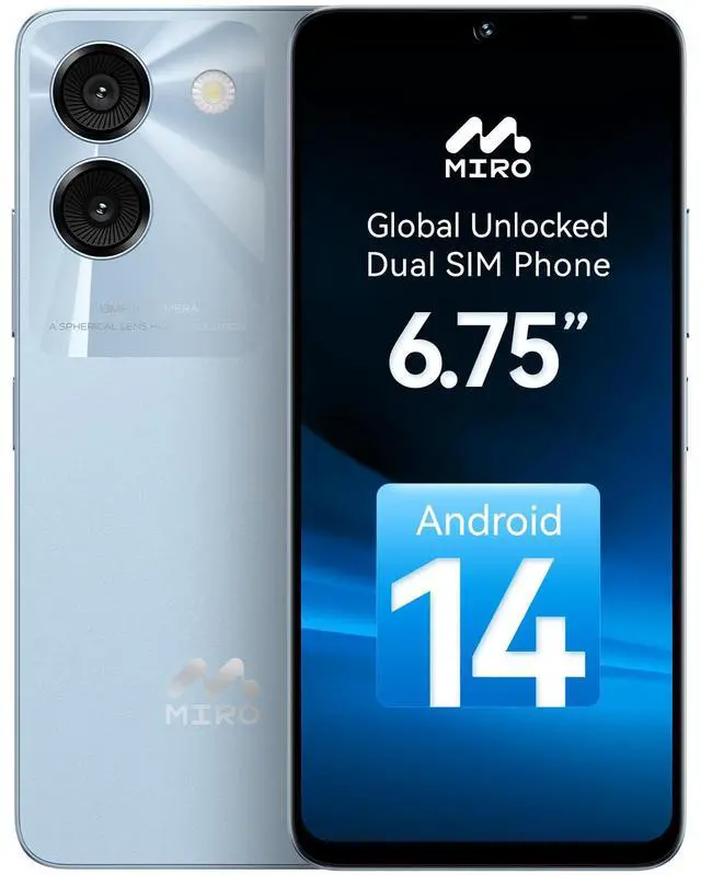 MIRO C67 Unlocked Smartphone - 6.75" HD+ 90Hz Display, MediaTek Helio G36 8 - Core, 4900mAh Battery