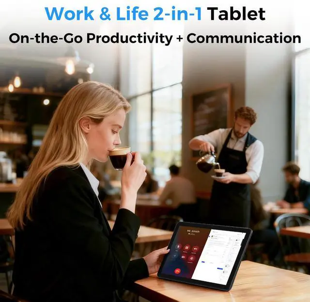 Alt view image 4 of 7 - Foxxd C10 Pro Unlocked Android 15 All-in-One Smart Tablet 10.1" HD Display 8MP Camera 4GB+64GB Quad-Core 5000mAh Battery