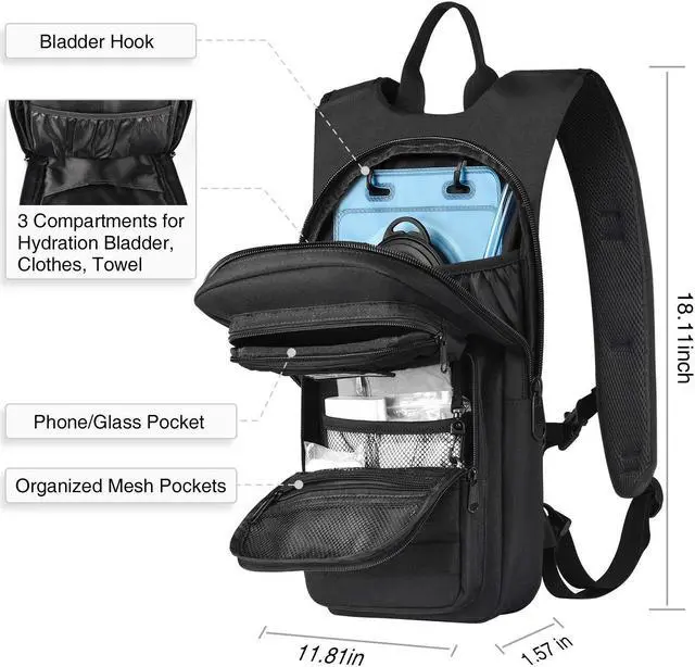 Alt view image 5 of 7 - Hydration Backpack with 3L TPU Water Bladder, Tactical Molle Water Backpack for Men Women, Hydration Pack for Hiking, Biking, Running and Climbing
