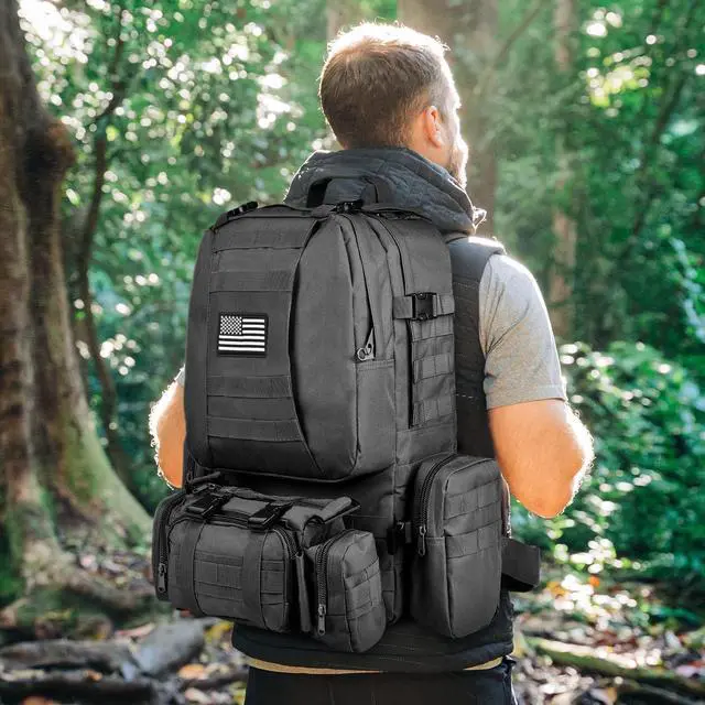 Alt view image 6 of 7 - Tactical Backpack Military Army Rucksack 60L Large Assault Pack Detachable Molle Bag