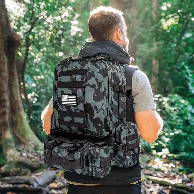 Alt view image 6 of 7 - Tactical Backpack Military Army Rucksack 60L Large Assault Pack Detachable Molle Bag