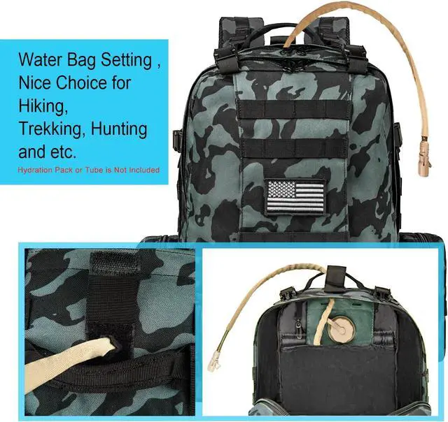 Alt view image 4 of 7 - Tactical Backpack Military Army Rucksack 60L Large Assault Pack Detachable Molle Bag