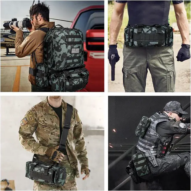Alt view image 7 of 7 - Tactical Backpack Military Army Rucksack 60L Large Assault Pack Detachable Molle Bag