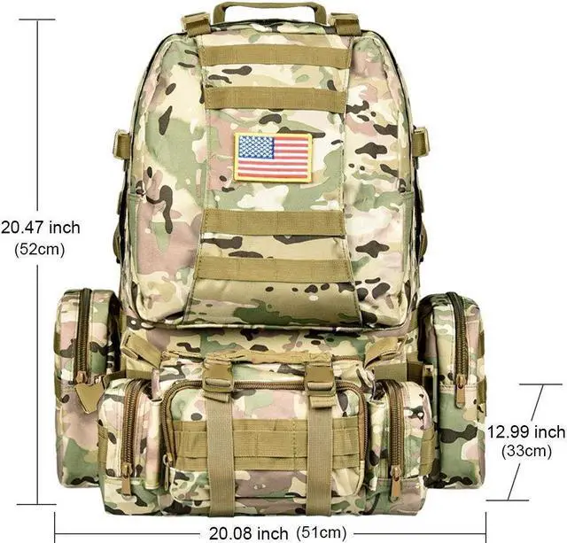 Alt view image 3 of 7 - CVLIFE Tactical Backpack Military Army Rucksack 60L Large Assault Pack Detachable Molle Bag