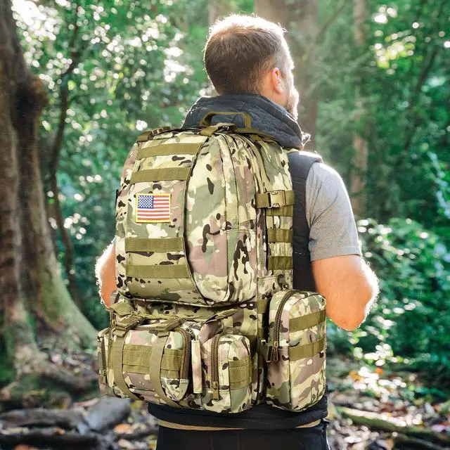 Alt view image 6 of 7 - CVLIFE Tactical Backpack Military Army Rucksack 60L Large Assault Pack Detachable Molle Bag