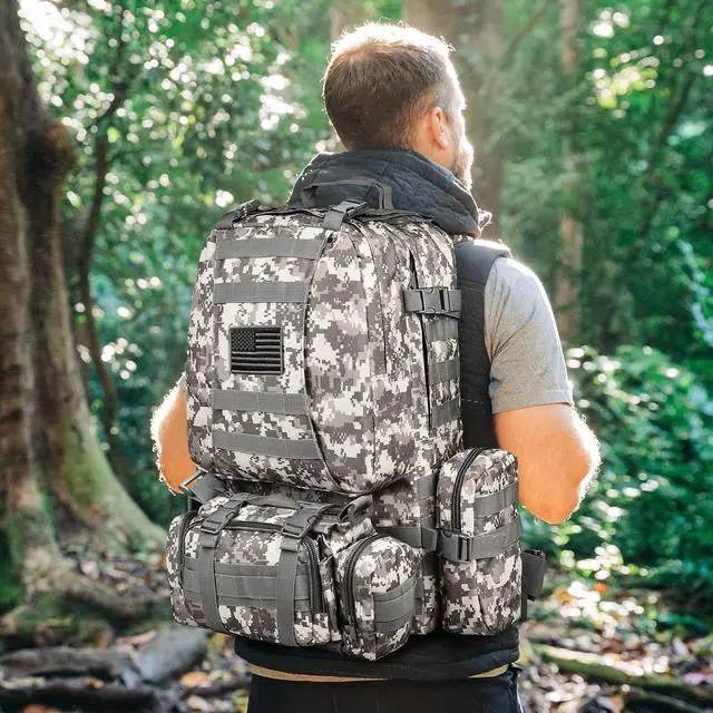 Alt view image 6 of 7 - Tactical Backpack Military Army Rucksack 60L Large Assault Pack Detachable Molle Bag