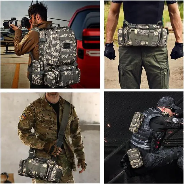 Alt view image 7 of 7 - Tactical Backpack Military Army Rucksack 60L Large Assault Pack Detachable Molle Bag