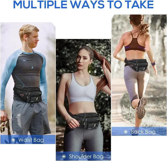 Alt view image 6 of 6 - Large Fanny Pack With Water Bottle Holder For Men Women Hiking Waist Packs Hip Bug Bag Adjustable Belt Bag For Outdoors Workout Dog Walking Traveling Cycling (Floral)