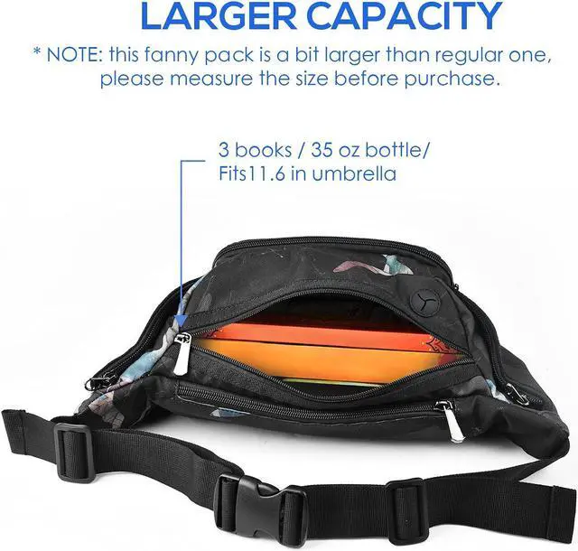 Alt view image 5 of 6 - Large Fanny Pack With Water Bottle Holder For Men Women Hiking Waist Packs Hip Bug Bag Adjustable Belt Bag For Outdoors Workout Dog Walking Traveling Cycling (Floral)