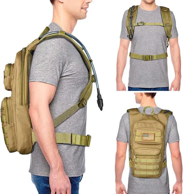Alt view image 6 of 6 - Hydration Backpack with 3L TPU Water Bladder, Tactical Molle Water Backpack for Men Women, Hydration Pack for Hiking, Biking, Running and Climbing
