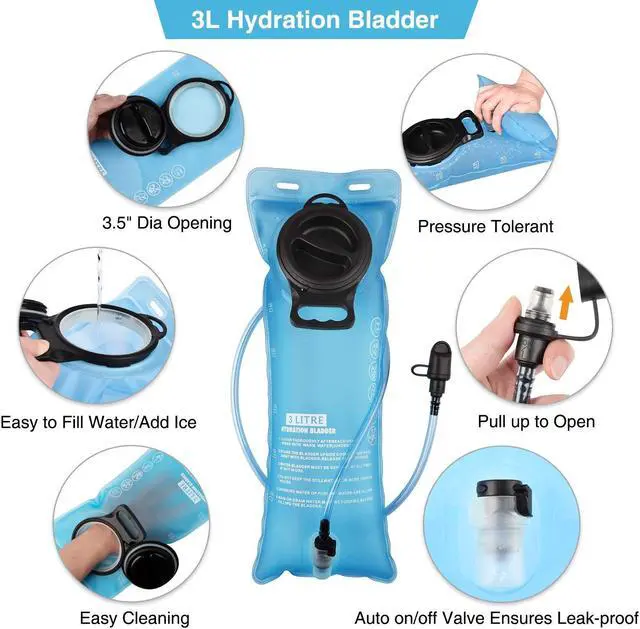 Alt view image 2 of 7 - Hydration Backpack with 3L TPU Water Bladder, Tactical Molle Water Backpack for Men Women, Hydration Pack for Hiking, Biking, Running and Climbing