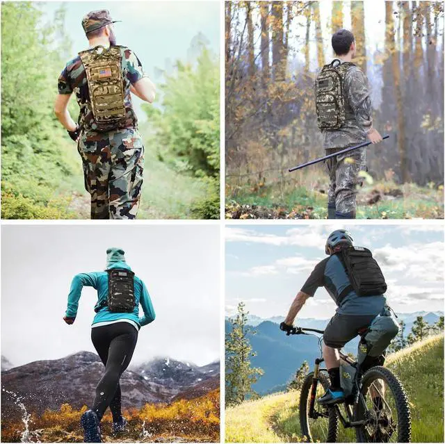Alt view image 7 of 7 - Hydration Backpack with 3L TPU Water Bladder, Tactical Molle Water Backpack for Men Women, Hydration Pack for Hiking, Biking, Running and Climbing