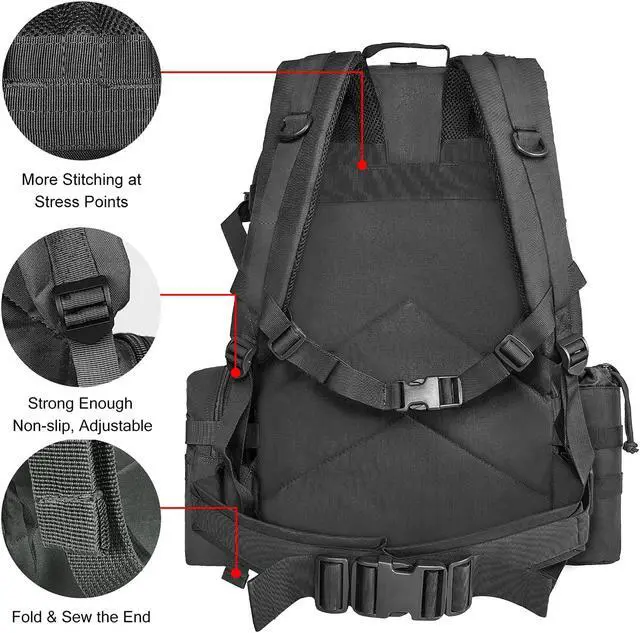 Alt view image 6 of 7 - NOOLA Military Tactical Backpack Molle Bag Army Assault Pack Detachable Rucksack