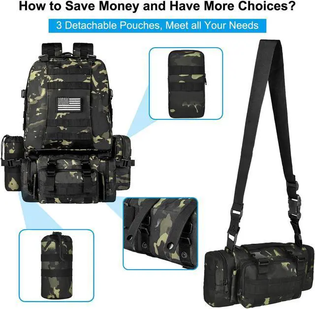 Alt view image 3 of 7 - NOOLA Military Tactical Backpack Molle Bag Army Assault Pack Detachable Rucksack