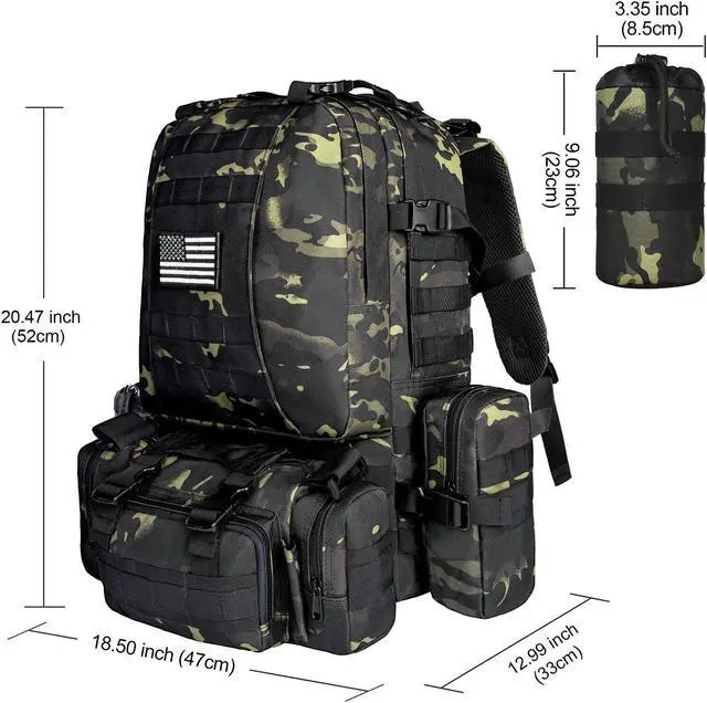 Alt view image 2 of 7 - NOOLA Military Tactical Backpack Molle Bag Army Assault Pack Detachable Rucksack