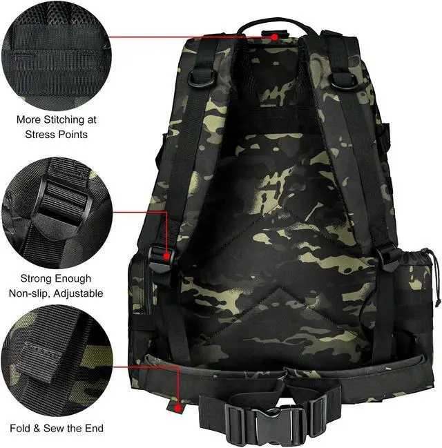 Alt view image 6 of 7 - NOOLA Military Tactical Backpack Molle Bag Army Assault Pack Detachable Rucksack